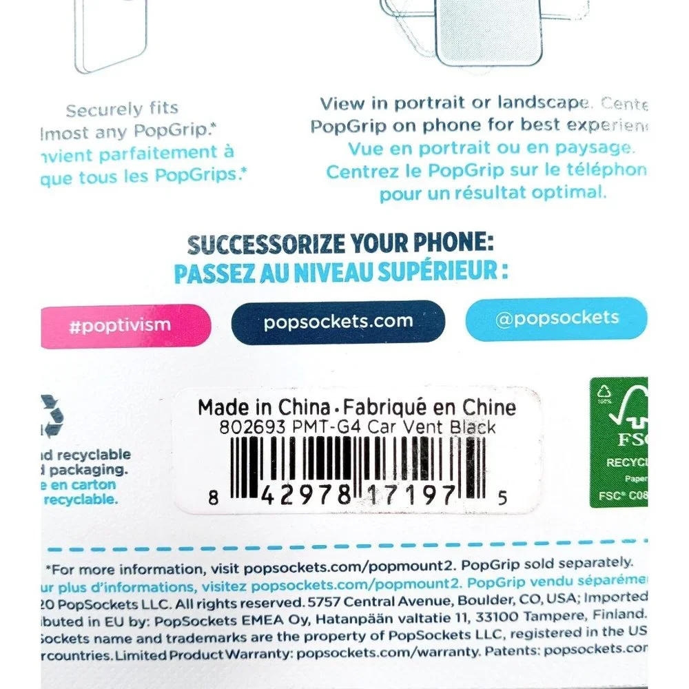 Popsockets PopMount 2 Car Vent Mount Hands Free Navigate Cable 802693 Universal